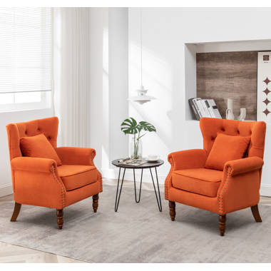 Orange velvet best sale wingback chair